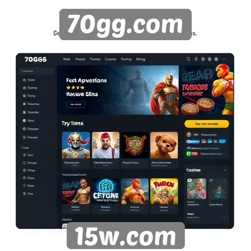 Características da interface do site 70gg.com